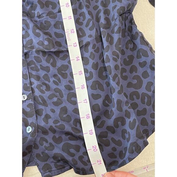NWT Marine Layer Size Small Rory Long Sleeve Ruffle Blouse Cheetah Blue Purple - Picture 8 of 11